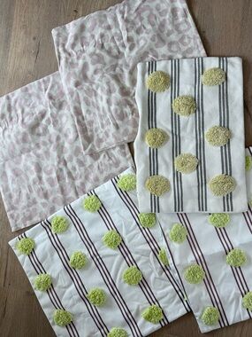 Assorted Outdoor Throw Pillow Covers - Leopard & Pom Pom Stripe Designs